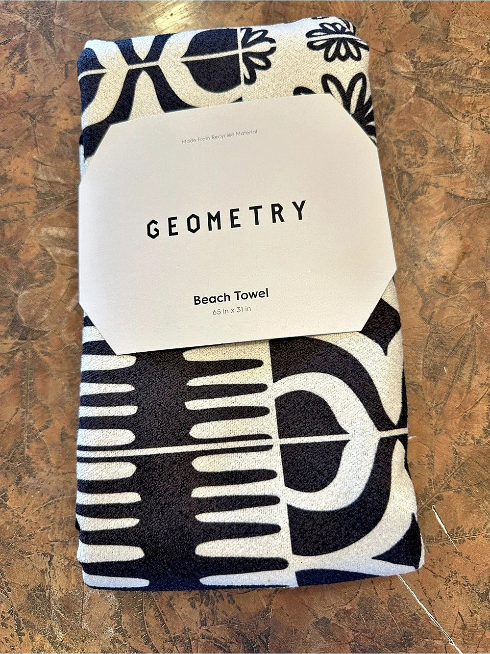 Geometry Beach Towel Geometric Black & White NWT